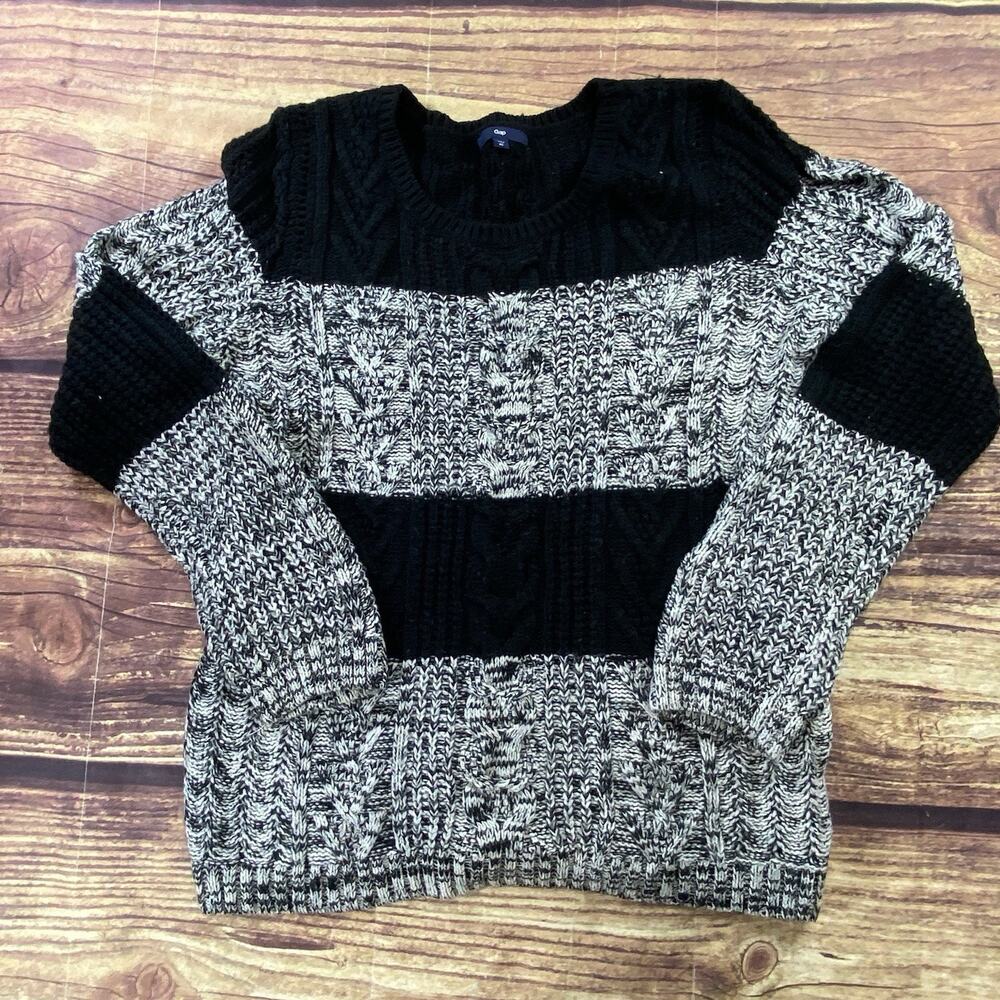 GAP Sweater Women’s Crew Neck Pullover White & Black Size XL